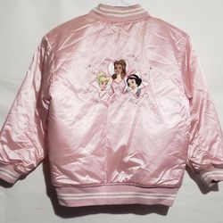 VINTAGE GIRLS  KIDS DISNEY  PRINCES SATIN BOMBER JACKET  SIZE  MEDIUM  PINK