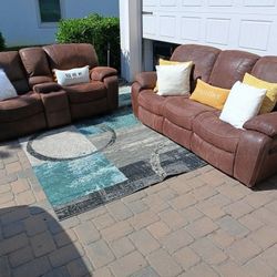 Brown Reclining Couch and Loveseat 