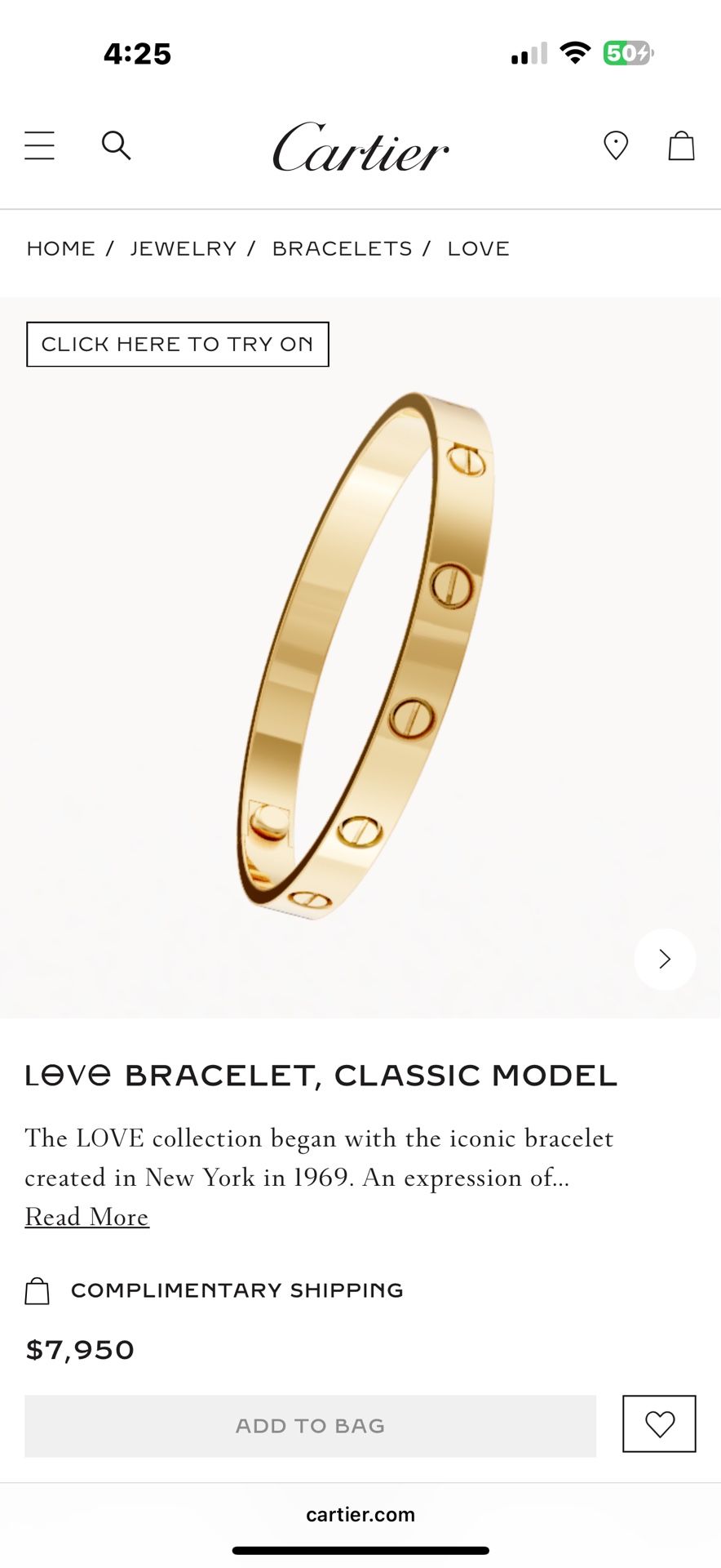 18k Cartier Love Bracelet
