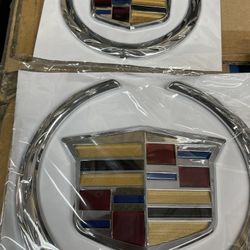 Pair Of Cadillac Emblem Set 6&4 Inches ABS