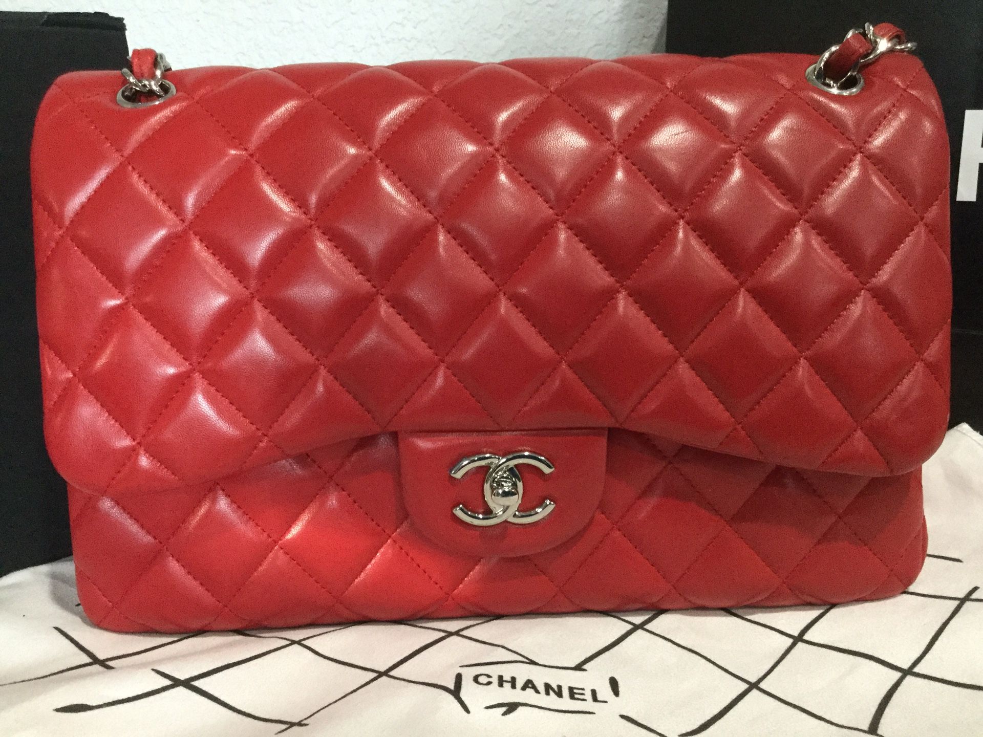 Chanel Lambskin Classic Flap Bag Purse Handbag
