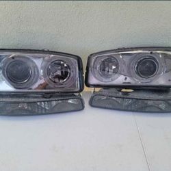 99-06 Gmc Sierra Yukon Projector Headlights Luces Calaveras Micas Faros Focos Faroles Headlamps