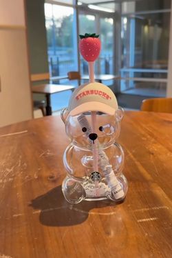 Starbucks Pink Bearista Glass Cold Cup