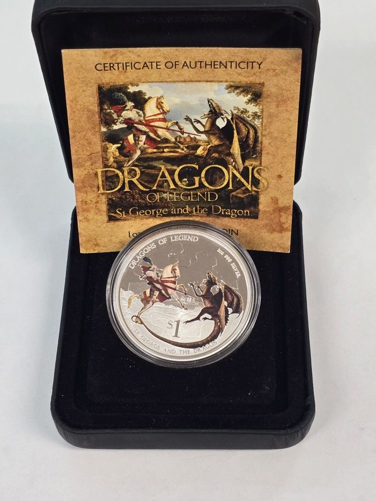 2012 Tuvalu Dragons of Legend St. George and the Dragon 1 oz Silver Proof Coin