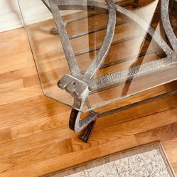 Two Glass & Metal End Tables 