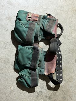 Green Canvas Leather Tool Belt Pouches