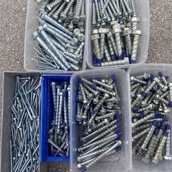 Huge Lot Of Blue Tip Wedge Bolt Anchors For Concrete  Prices Vary by size and quantity  Selling by packs of 10  Average $20 to $30 per lot of 10 or $2