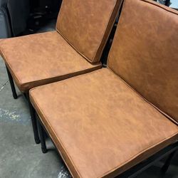 🔥on sale🔥Odelia Brown Faux Leather Dining Chairs Set of 2, Modern Kitchen Chairs with Removable Cushion Covers and Black Rust-Free Metal Legs (Set o