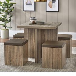 Mainstays 5-Piece Dexter Set with Storage Ottoman (Natural)
