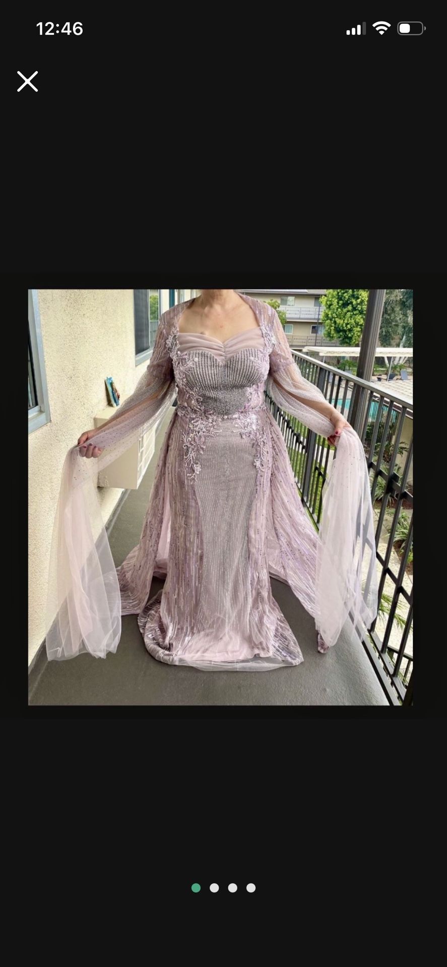 Pink Beaded Prom Evening Formal Gown Dress Size 14