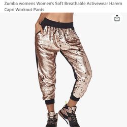 XL Rhinestone Zumba Capri (sweat) Pants Rose Gold And Black. Make Me An Offer! 