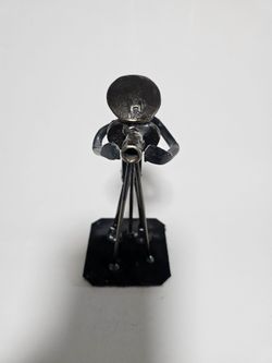 Handmade Railroad Spike Photographer Metal Art Sculpture