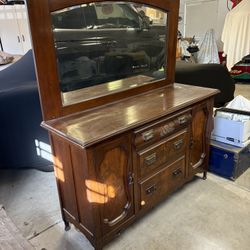 Vintage Buffet With Mirror 