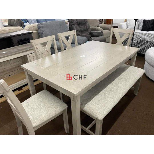 6 Pc Solid Wood Dining Table Set  