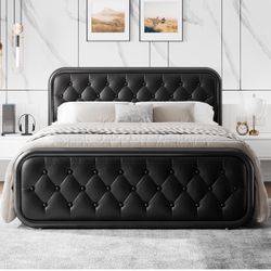 Queen Size Black Tufted Bed Frame – Brand New! 