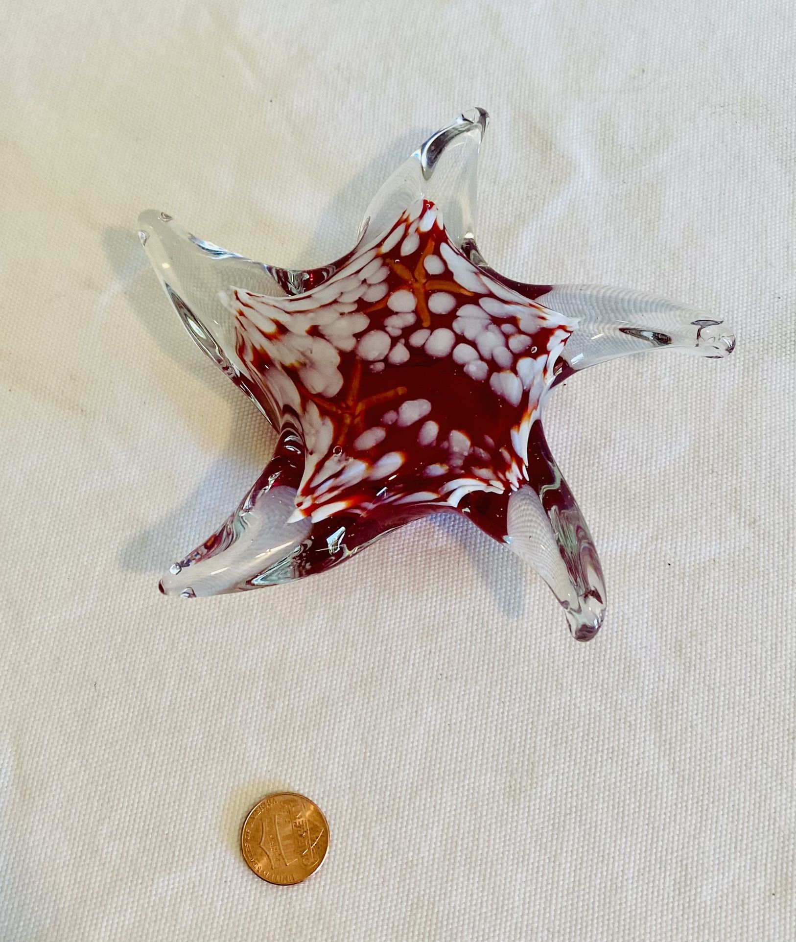 starfish pink glass paperweight