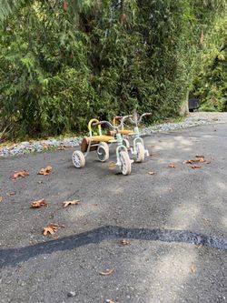 Pair of Retro Kids Tricycles