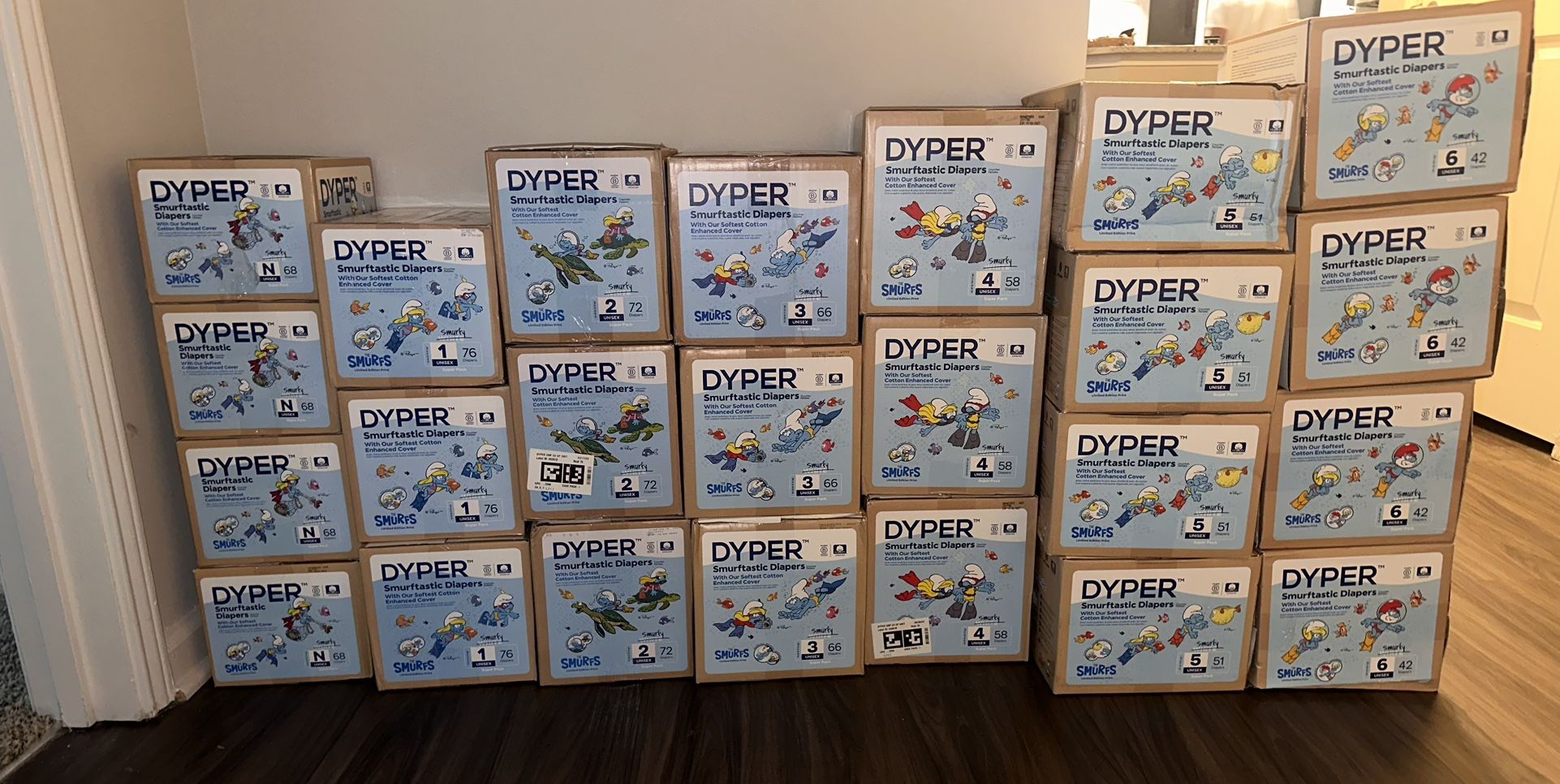 Dypers Diapers (Sizes N-6)