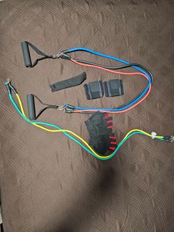 Resistance Bands Set with Handles, Wrist Straps, Door Anchor & Gloves