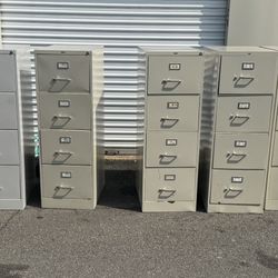 Hon and Staples 4 Drawer Metal Filing Cabinets