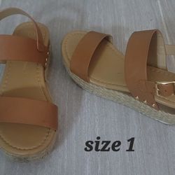 Girls Brown Wedge Sandals 