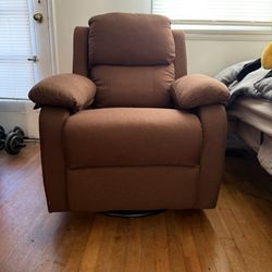 Brown Fabric Rocking/Swivel Chair