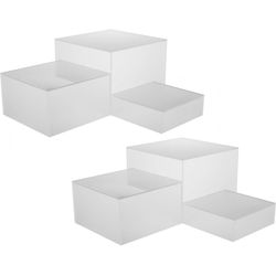 Red Co. Set of 6 Frosted White Acrylic Cube Display Nesting Risers wHollow Bottoms, Semi Transparent
