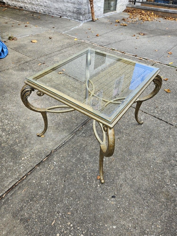 Beautiful Metal And Glasstop Table