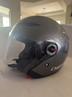 LS2 OF569 Open Face Track Helmet with Quick Release-Size Small Glossy Gray