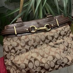 Coach Brown & Gold Signature Horsebit Tote Y2K 2008