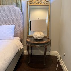 French side table and gold mirror