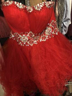 Beaded red homecoming/bridesmaid/prom dress