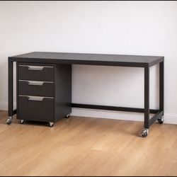 CB2 METAL DESK PLUS MATCHING FILE CABINET