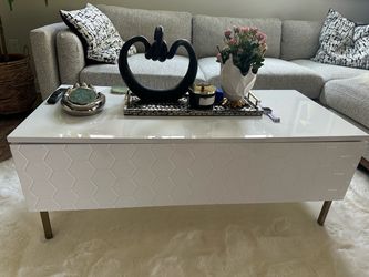 White Coffee Table with Gold Legs