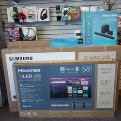Hisense 58" Roku  HiQled Tv with Dolby Vision immersive surround sound audio experience