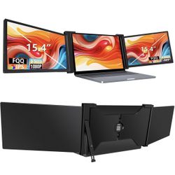 15.4” Triple Portable Monitor for 15.6-17.3” Laptops, 1080P IPS Laptop Screen Extender, Compatible with Windows,MacOS