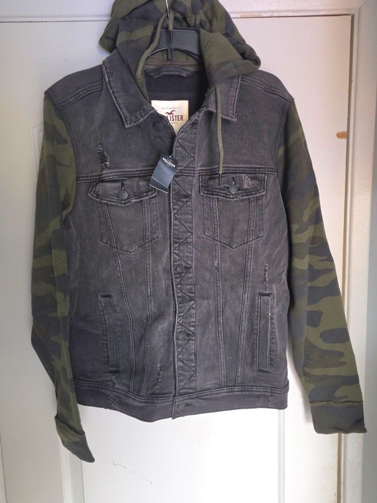Men's Hollister Denim Trucker Army Jacket New Camouflage Flex