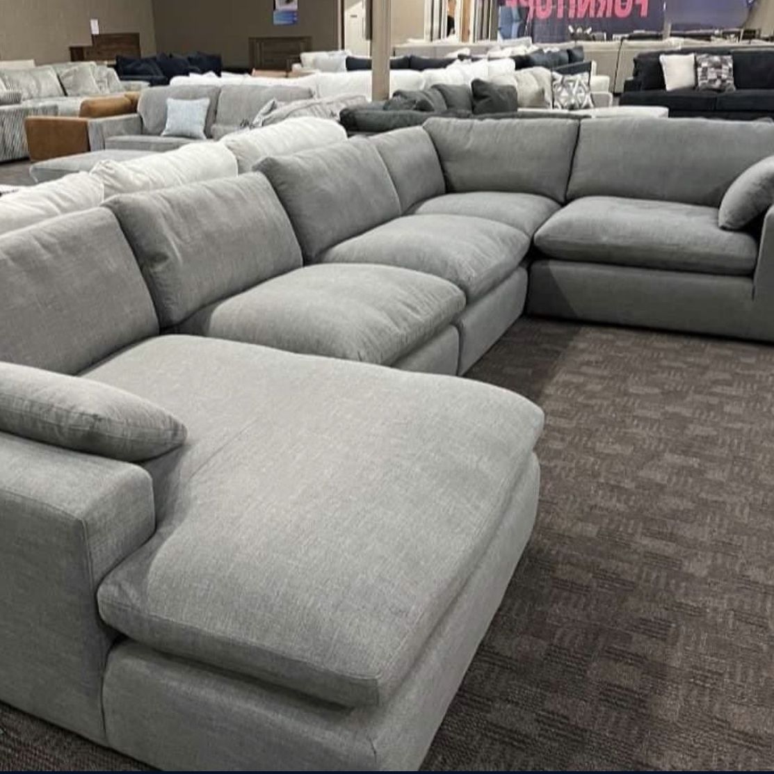 Grey Cloud feather Down Sectional Couch 