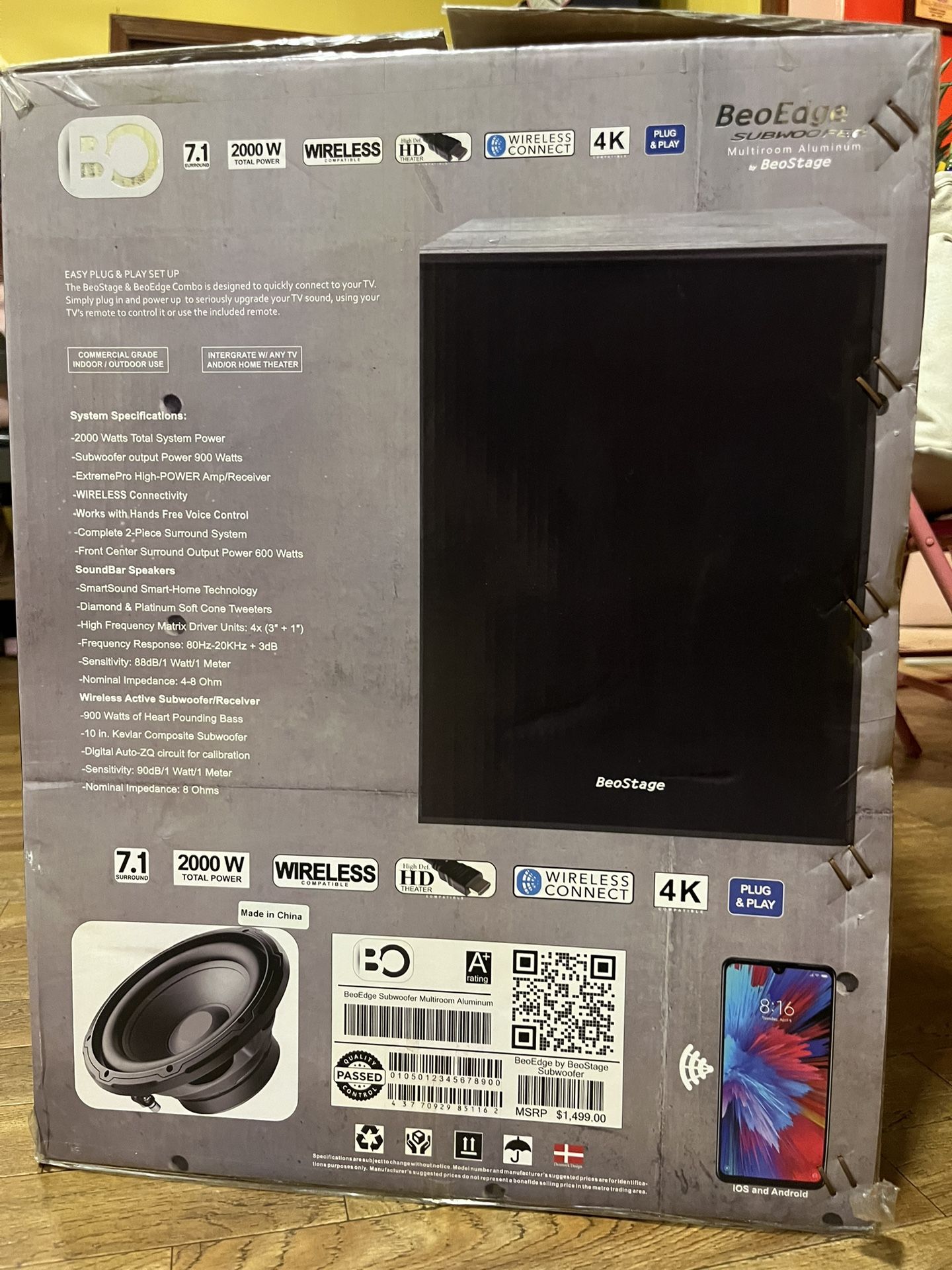 BeoEdge SUBWOOFER Multiroom Aluminum by BeoStage COMMERCIAL GRADE! $1499msrp