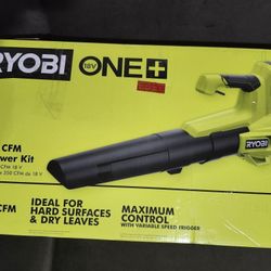 Retail $139) RYOBI ONE+ 18V 100 MPH 350 CFM Cordless Battery Variable Speed Jet Fan Leaf Blower with 4.0 Ah Battery And Charger