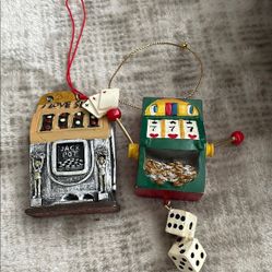 Vegas inspired Christmas ornaments set of two 