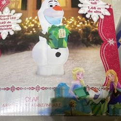 Christmas Olaf inflatable Airblown yard decoration 5-6 feet tall holding present