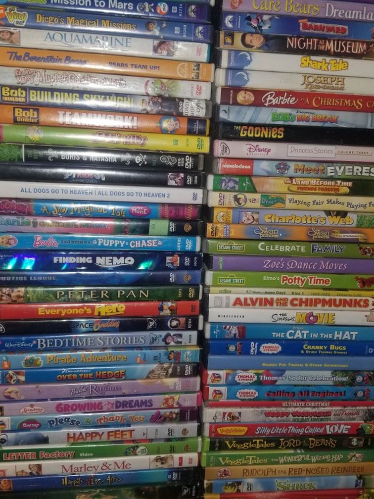 DVD'S KIDS MOVIES OVER 70 IN BOX $1 EACH OR ALL FOR $45. FUN FOR THE ENTIRE FAMILY