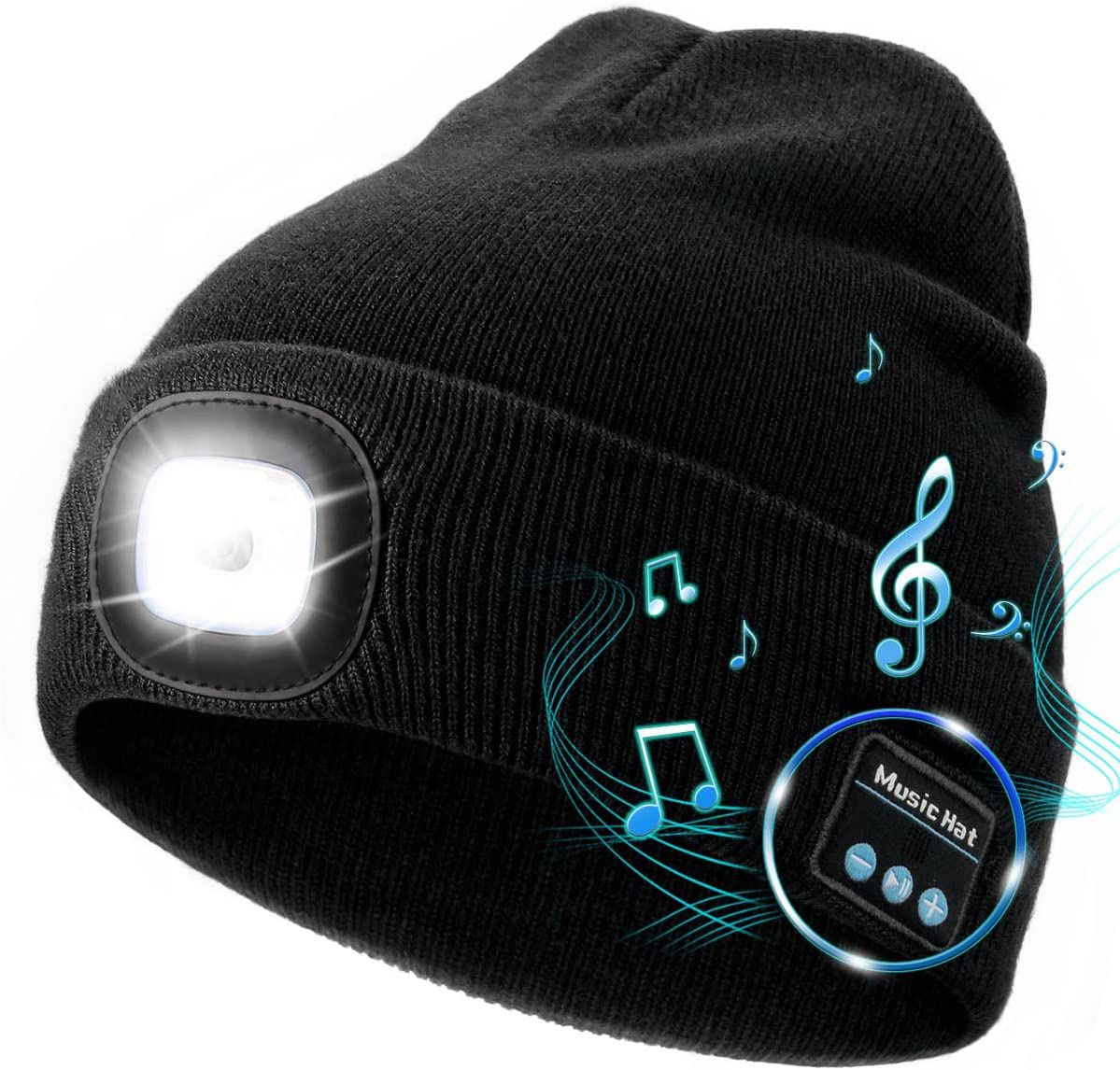 Unisex Bluetooth Beanie Hat with Light and Built-in Stereo Speakers & Mic