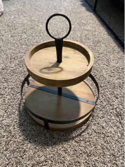 Wooden Two-Tier Tray