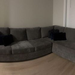 Grey Sectional Couch, Left Chaise