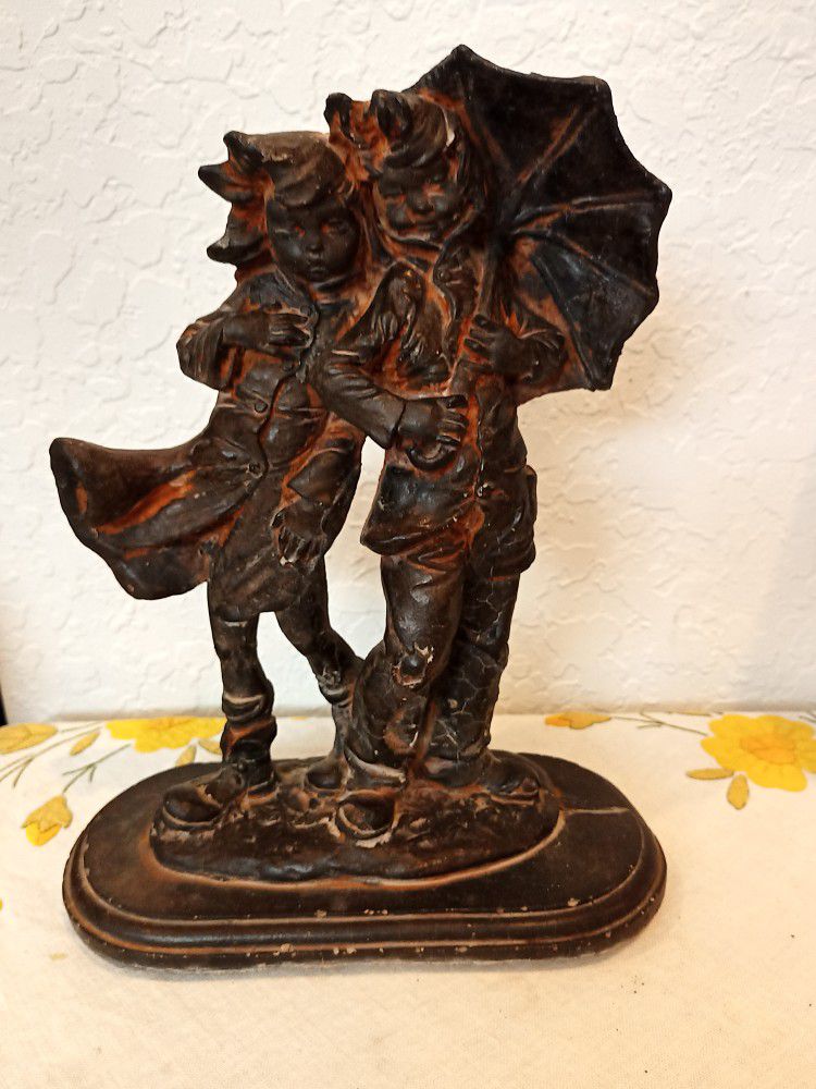 Vintage Statue by Auguste Moreau  French Sculpture Artist - "Rainy Day"