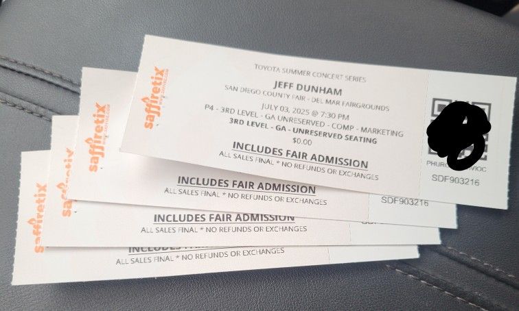 Del Mar Fair Tickets - Jeff Dunham 4 Tixs