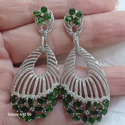 Designer SD CN- STERLING SILVER GENUINE DIAMONDS & TANZANITE EARRINGS