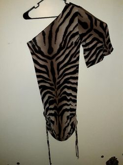 Used Zebra Brown, Back, & Beige Dress